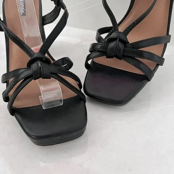 Kensie Leilany Strappy Platform Sandals Black Sz. 8.5M block heels faux leather - Picture 8 of 13